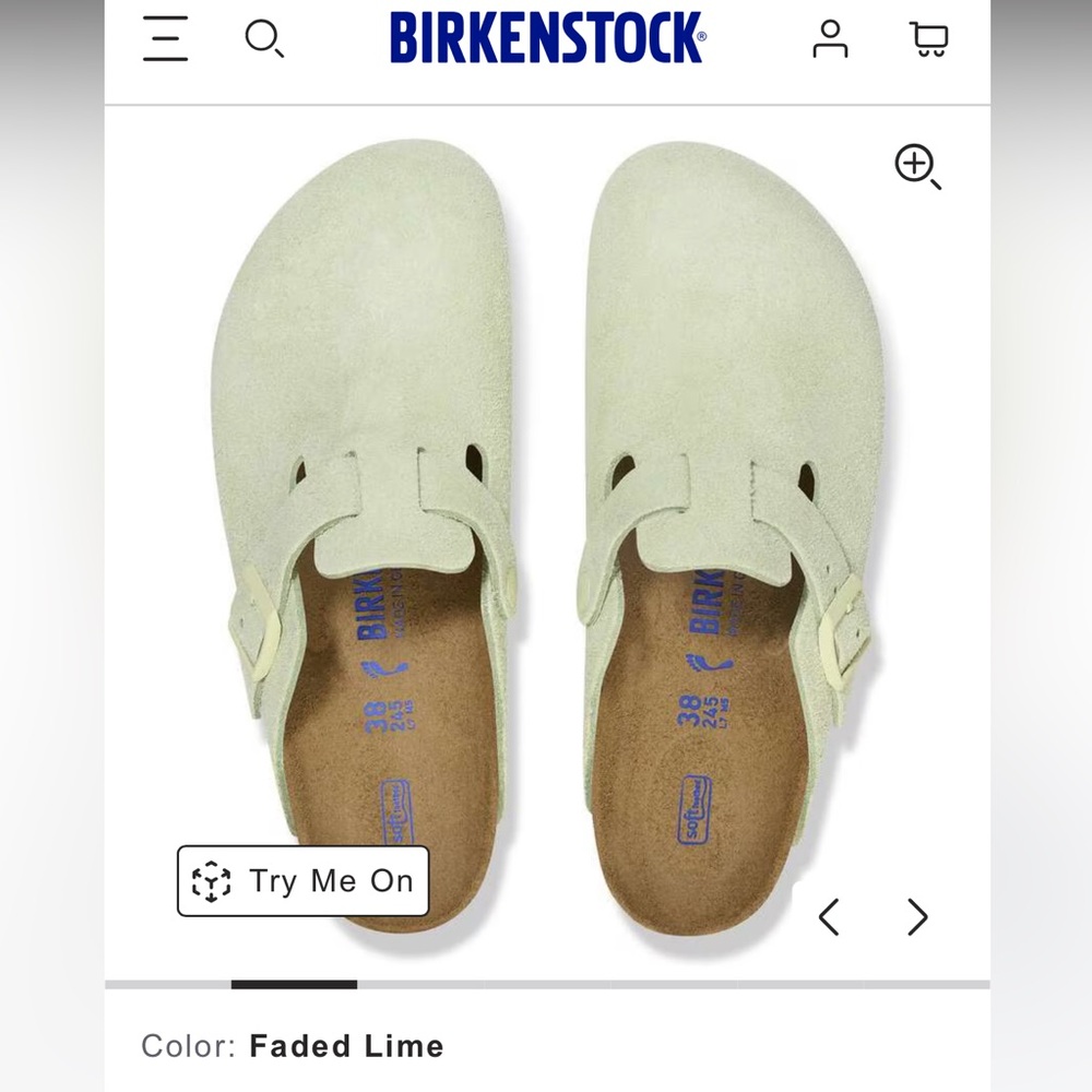 Birkenstock Boston Soft Footbed Suede Clogs - Faded Lime